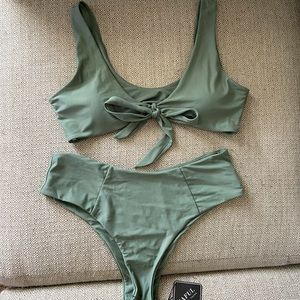 Women’s green high cut bikini